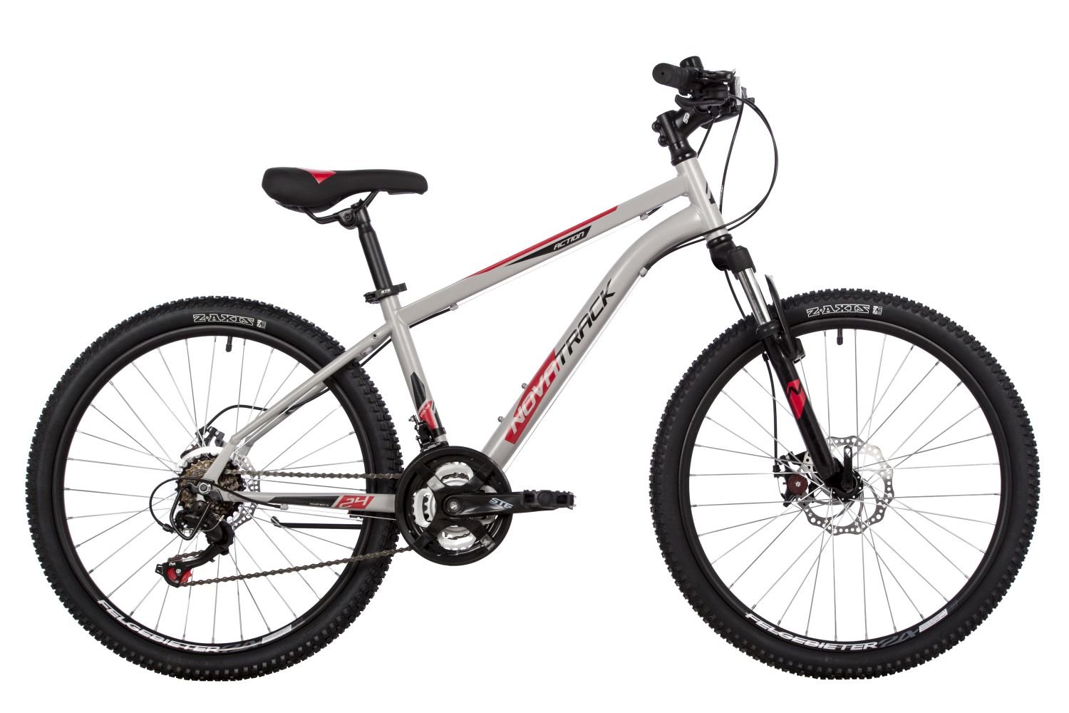 Велосипед Novatrack Action D 24" (2023), рама 14" (130-155 см), серый